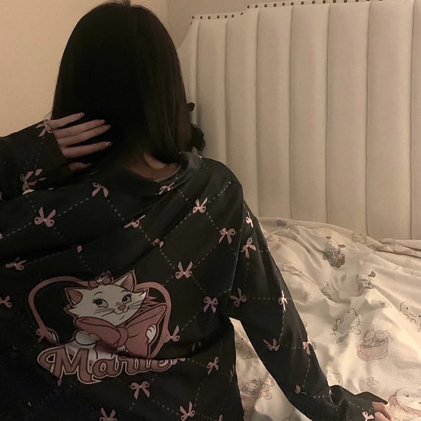 ชุดนอน เเมวมาลี เซท 2 ขิ้น เเขนยาว+ขายาว รหัส SL071