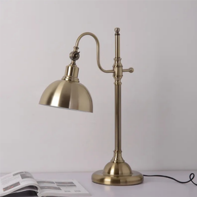 โคมไฟตั้งโต๊ะ Table lamp Steel in Gold lamp shade Adjustable E27