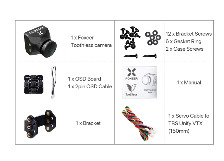Foxeer Micro Toothless 2 - 1200TVL 1/2" Sensor Switchable FOV StarLight FPV Camera กล้องติดโดรน
