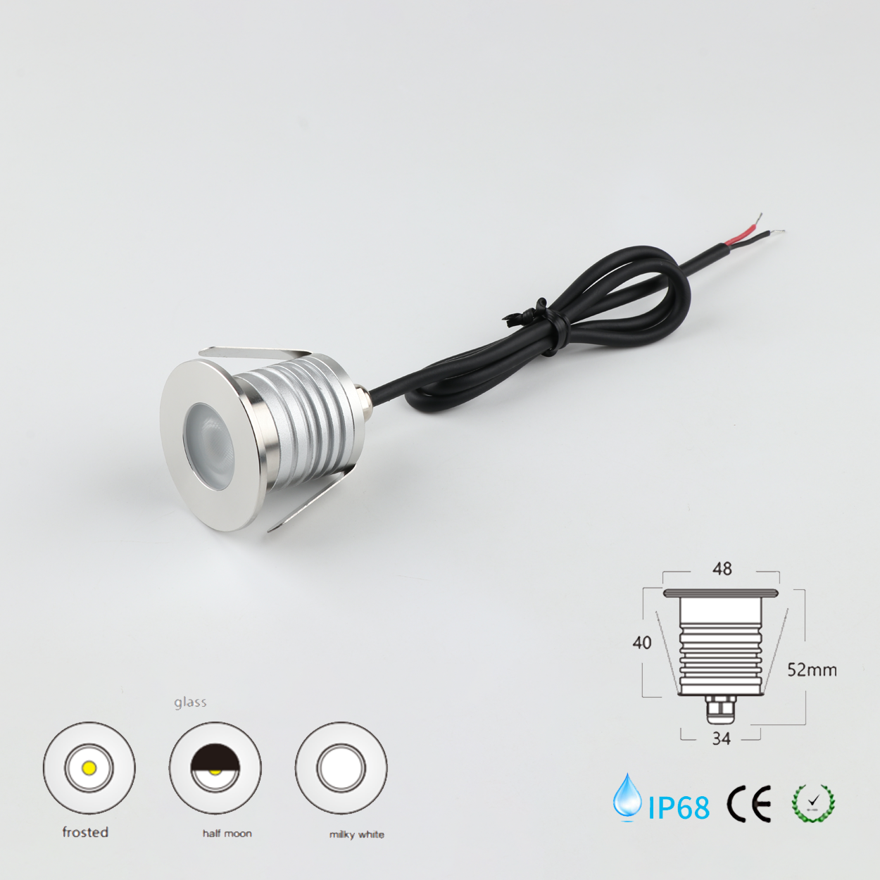โคมไฟใต้น้ำ Underwater light Round 304 Stainless Steet + Aluminum lamp body LED 1*3W DC12-24V IP68