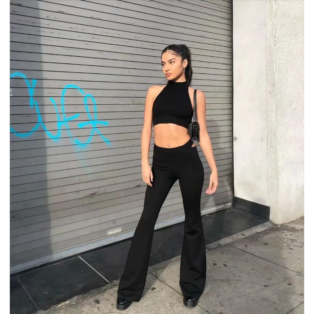 กางเกงขายาว T-Shape กระชับสัดส่วน สีดำ SP063