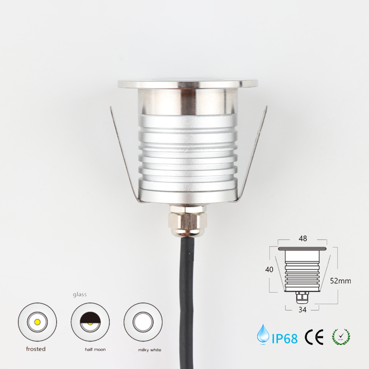 โคมไฟใต้น้ำ Underwater light Round 304 Stainless Steet + Aluminum lamp body LED 1*3W DC12-24V IP68