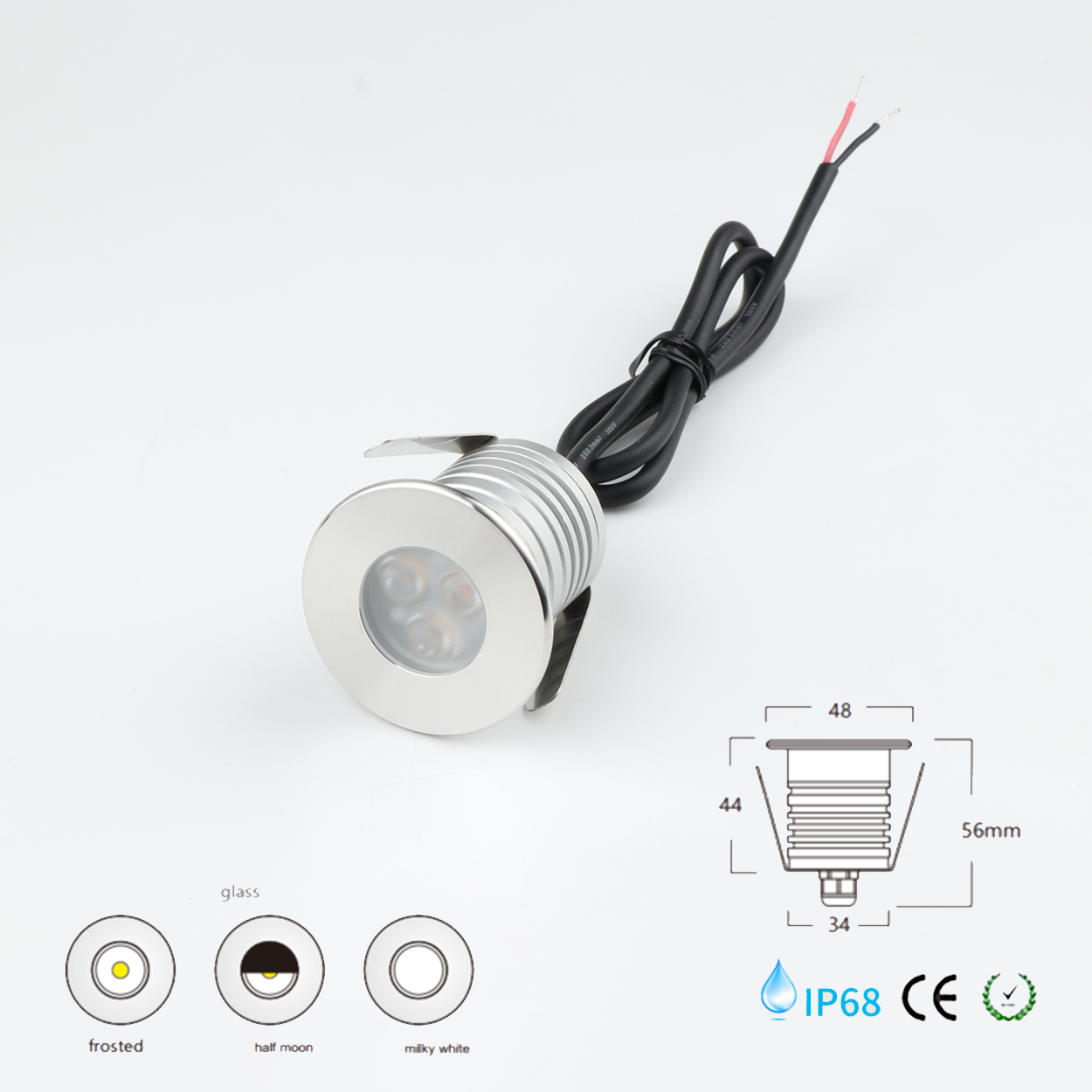 โคมไฟใต้น้ำ Underwater light Round 304 Stainless Steet + Aluminum lamp body LED 3*1W DC12-24V IP68