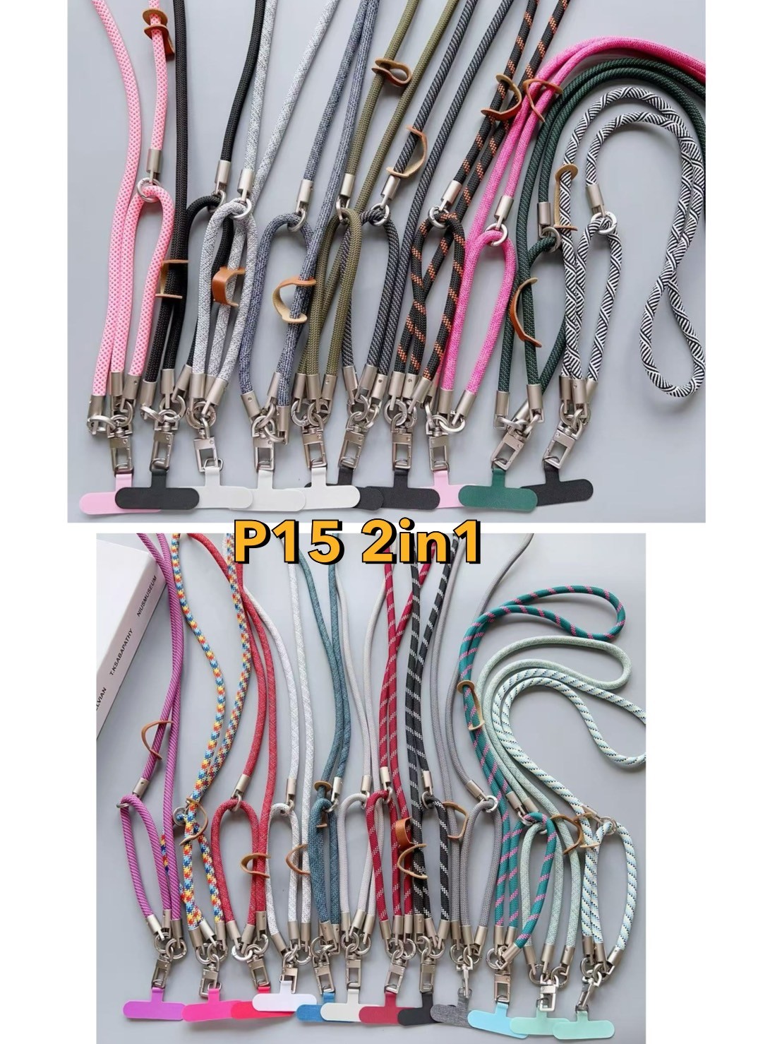 สายคล้องคอ/คล้องโทรศัพท์+แผ่นสี P15 2in1