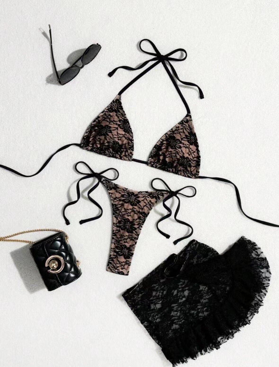 ชุดเซท บิกินี่ 3 ชิ้น งานลูกไม้ เซ็กซี่ SW203 พร้อมส่งในไทย
