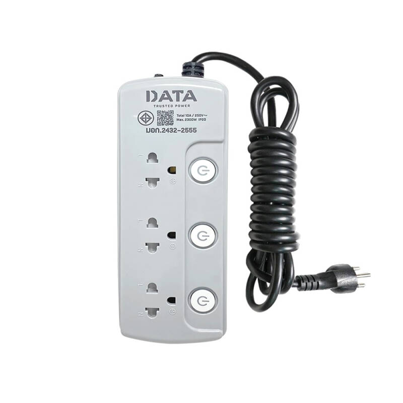 DATA รุ่น LV3695 ปลั๊กไฟ 3 ช่อง 3 สวิตซ์ 10A