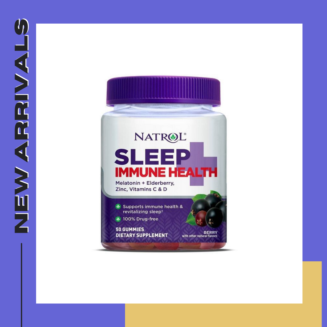 กัมมี่6กรัม วิตามินนอน Natrol Sleep (melatonin 6mg) + Immune Health Gummies, Sleep & Immunity Supplement, Elderberry 50 Count