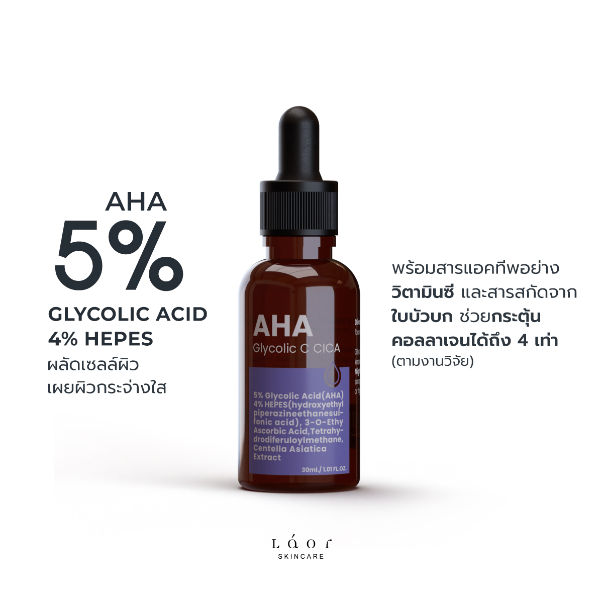 LAOR - Glycolic C CICA 5%Glycolic Acid (AHA) Serum 4%HEPES