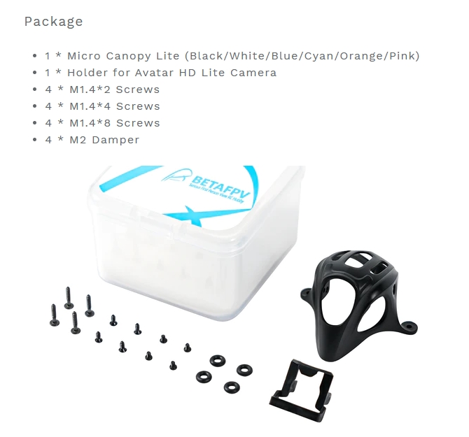 BETAFPV Micro Canopy Lite ใส่กล้องได้หลายรุ่น มีหลายสีให้เลือก