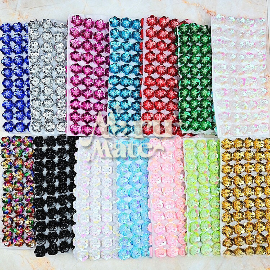 เลื่อม เลื่อมดอกไม้ ดอกไม้ตกแต่ง เลื่อมตกแต่ง 2 ซม. (แพ็ก 100 ชิ้น) ดอกไม้ สำหรับปักชุด เสื้อผ้า รองเท้า ของชำร่วย เหรียญโปรยทาน DIY
