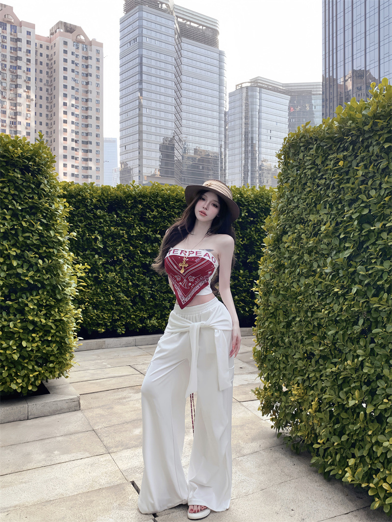 เสื้อครอป เกาะอก สไตล์เกาหลี รหัส CN3341 พร้อมส่ง