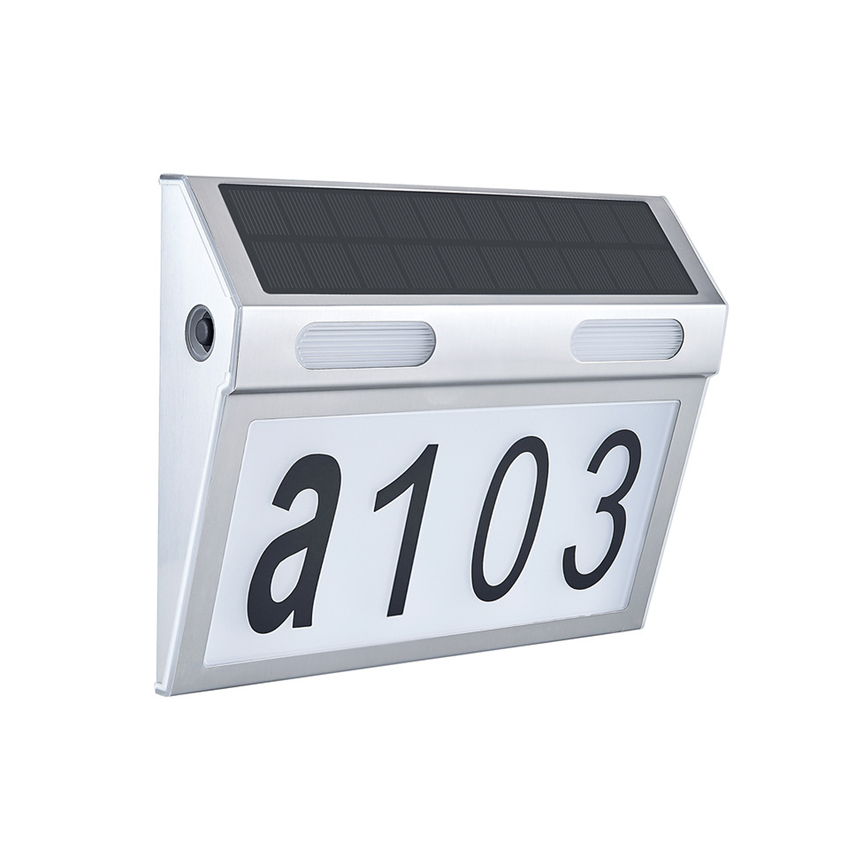 โคมไฟติดผนังภายนอก โซล่าเซลล์ Outdoor Solar Wall lamp Home Number Stainless Steel + PC + PP IP55