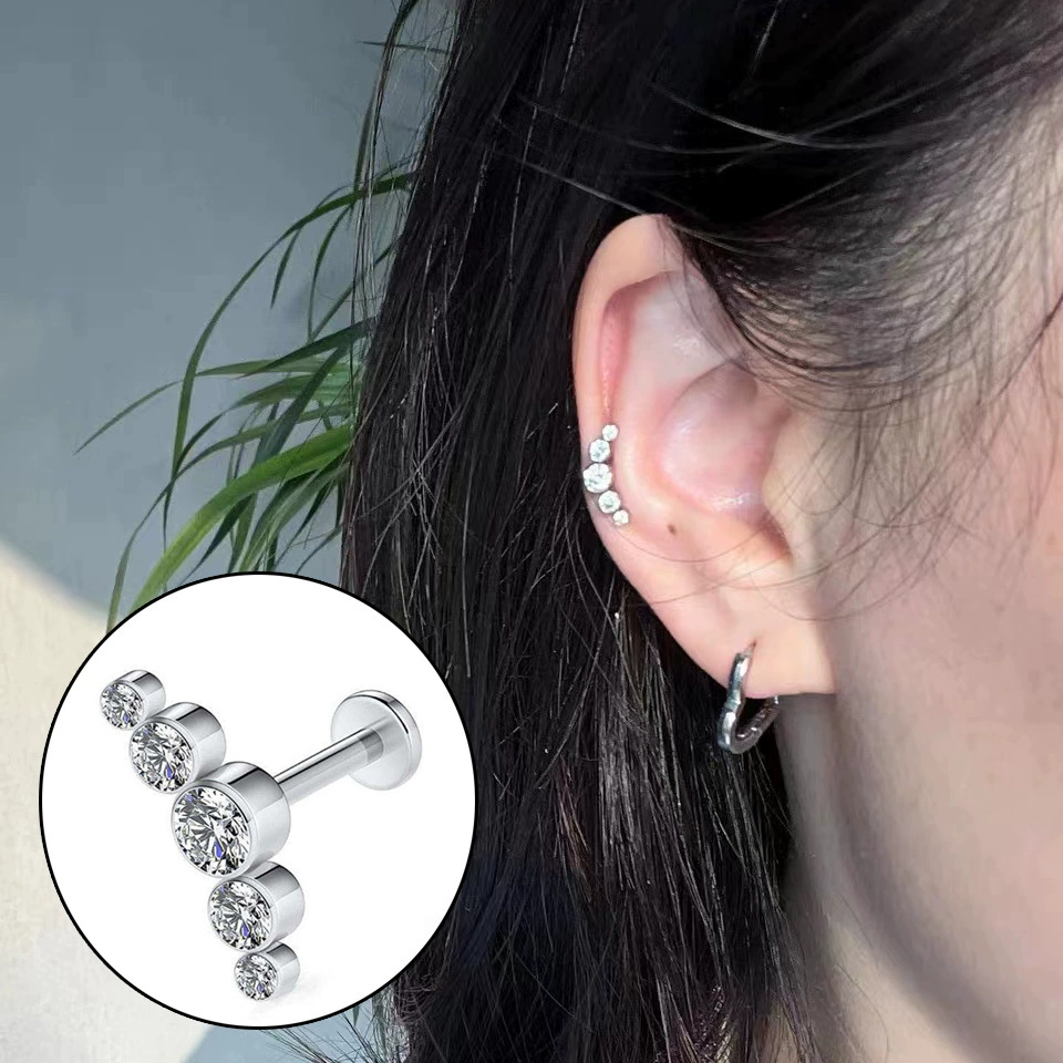 ตุ้มหู สแตนเลส ฝั่งเพชร พร้อมส่ง