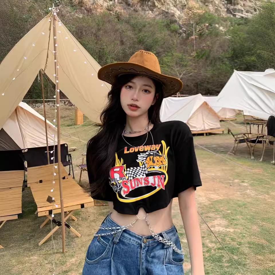 เสื้อครอปโซ่ เสื้อสตรีท สาวเท่ รหัส CN928