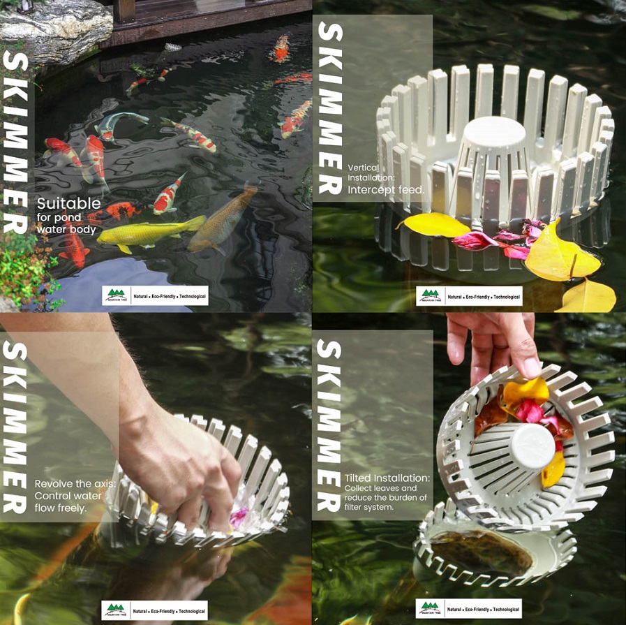 Mountain Tree SKIMMER (สกิมเมอร์บ่อปลา พร้อมตะกร้าดักใบไม้ ปรับปริมาณช่องน้ำล้นได้)