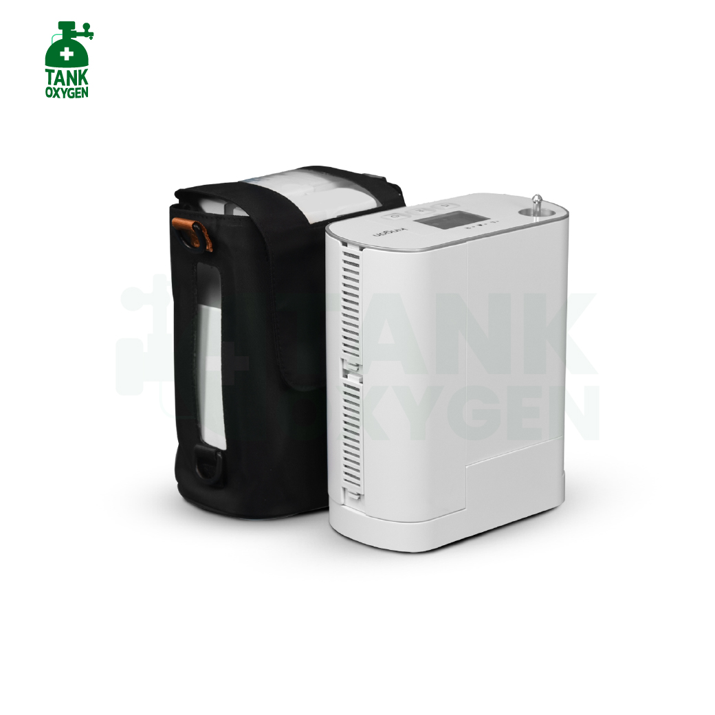 Kingon รุ่น P2-S4 เครื่องผลิตออกซิเจนพกพา ระบบ Pulse Dose สามารถใช้งานได้ทั้งภายในบ้าน บนรถยนต์ มีแบตเตอรี่สำรอง