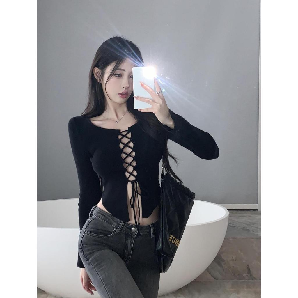 เสื้อไหมพรม แขนกระดิ่ง ดีเทลถักเสื้อ รหัส CN8591