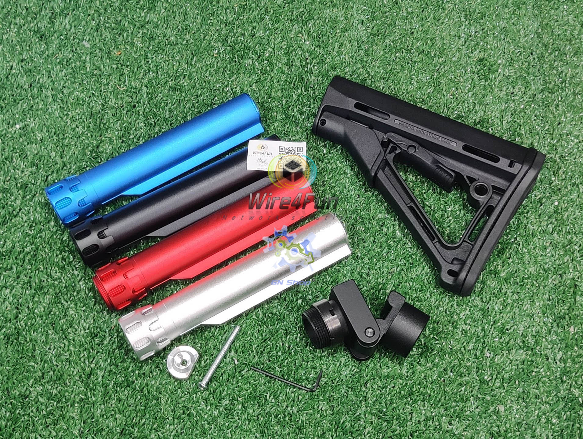 [จัดชุด] ท้าย CTR สีดำ / สีทราย พร้อมแกน + ข้อพับอลู ตระกูล M4 ประกอบง่าย มีปสลักปรับสไลด์ เลื่อน ยืด -หด(ดำ แดง น้ำเงิน บรอนซ์)