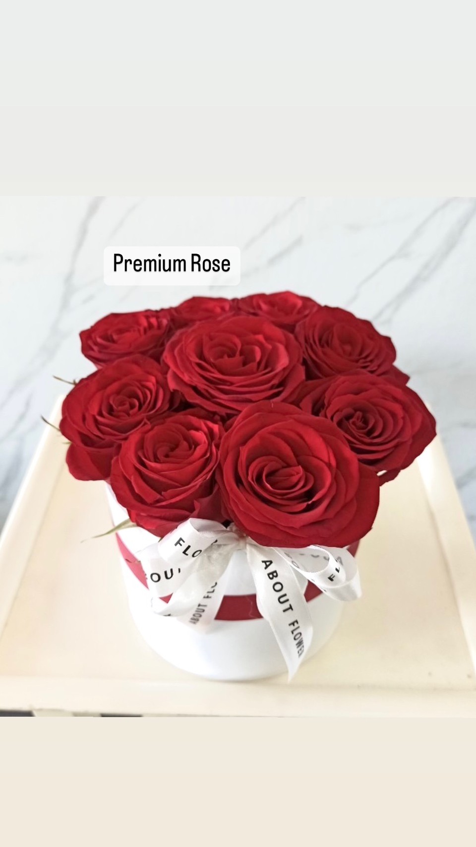 Premium Rose Box กล่องดอกกุหลาบจีน สีแดง Size S คัดเกรด จำนวน 9 ดอก พร้อมตกแต่ง