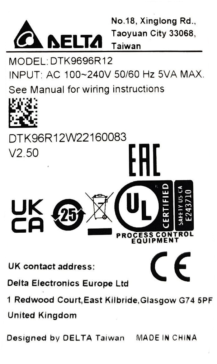 Delta Temperature Controller Series DTK9696R12