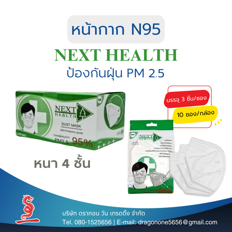 หน้ากากอนามัย N95 Next Health (30 ชิ้น/กล่อง)