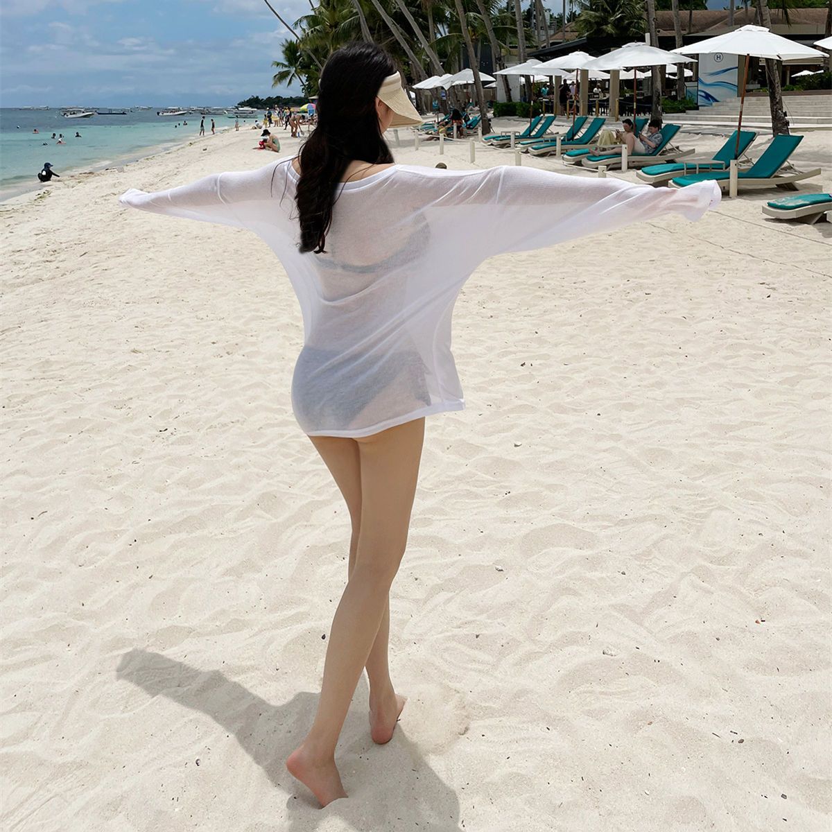 เสื้อคลุมบิกินี่ เสื้อแขนยาวบาง ซีทรู เซ็กซี่ พร้อมส่งในไทย CN2673