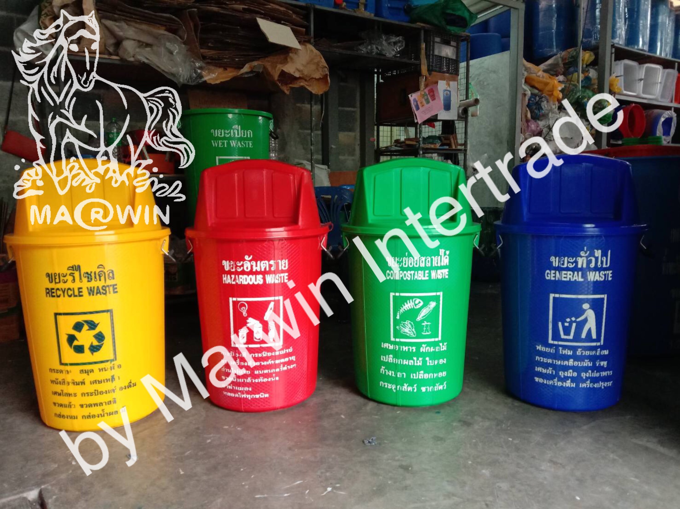 ถังขยะทรงกลม ความจุ 100 ลิตร ฝาผลัก