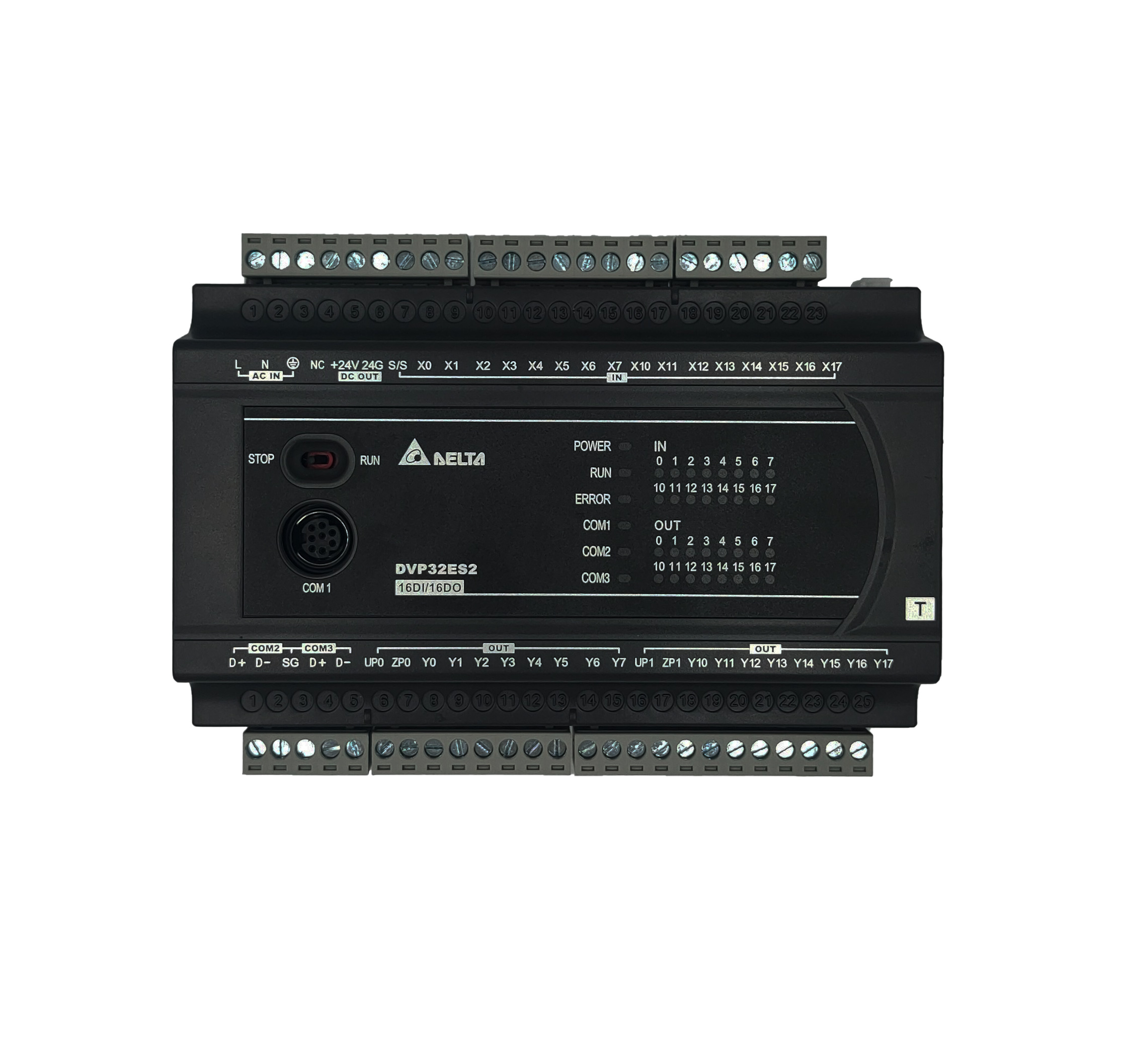 Delta PLC DVP32ES200T 16I/16O, AC Power-In, Transistor Output, 2-Axis 100kHz Pulse Output