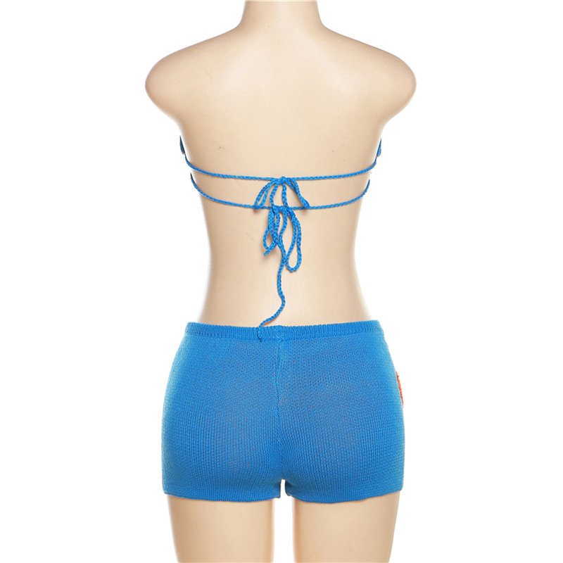 ชุดเซท เกาะอก ฟ้าไหมพรม 2 ชิ้น ซัมเมอร์ ทะเล สงกรานต์ CN30824