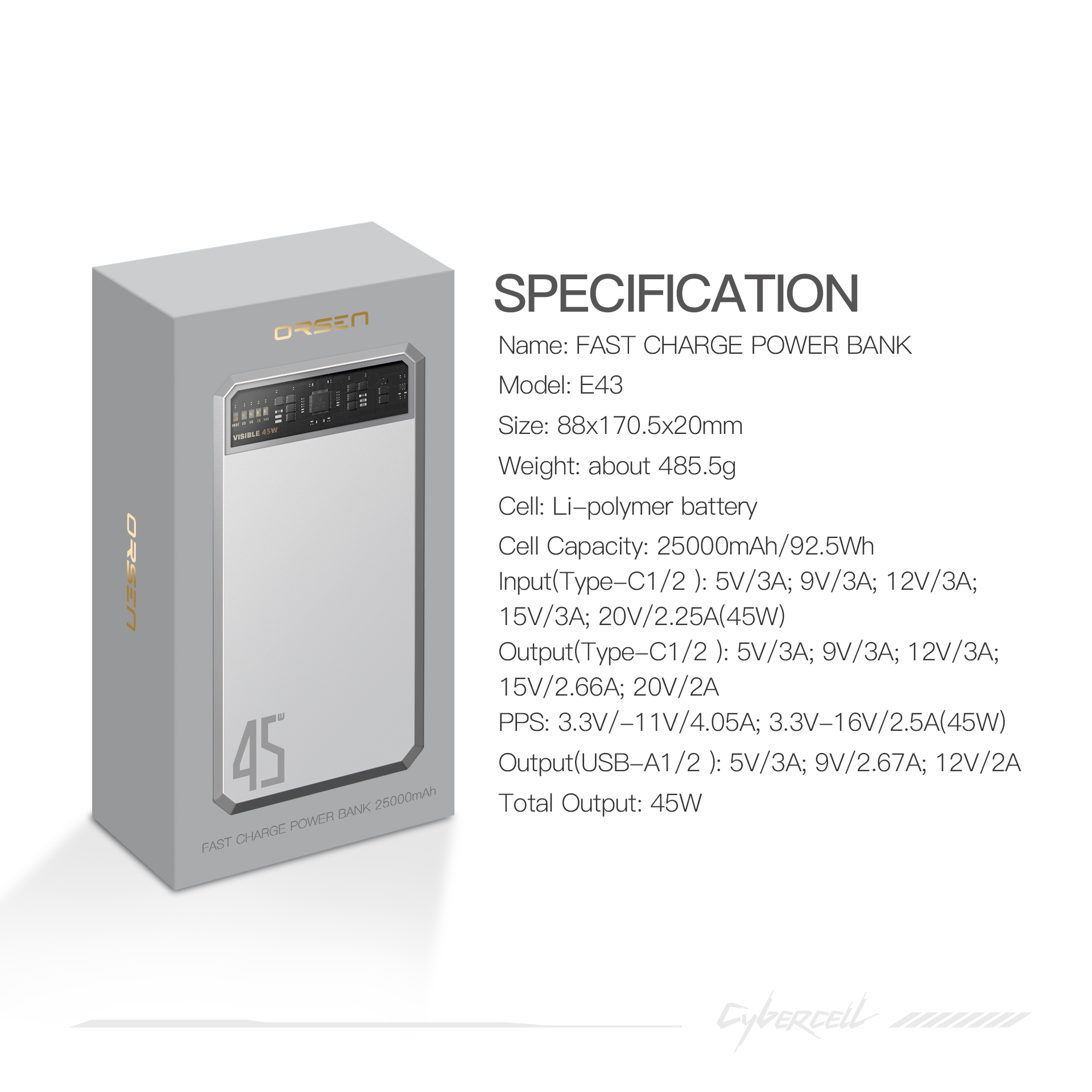 ORSEN E43 25000mAh