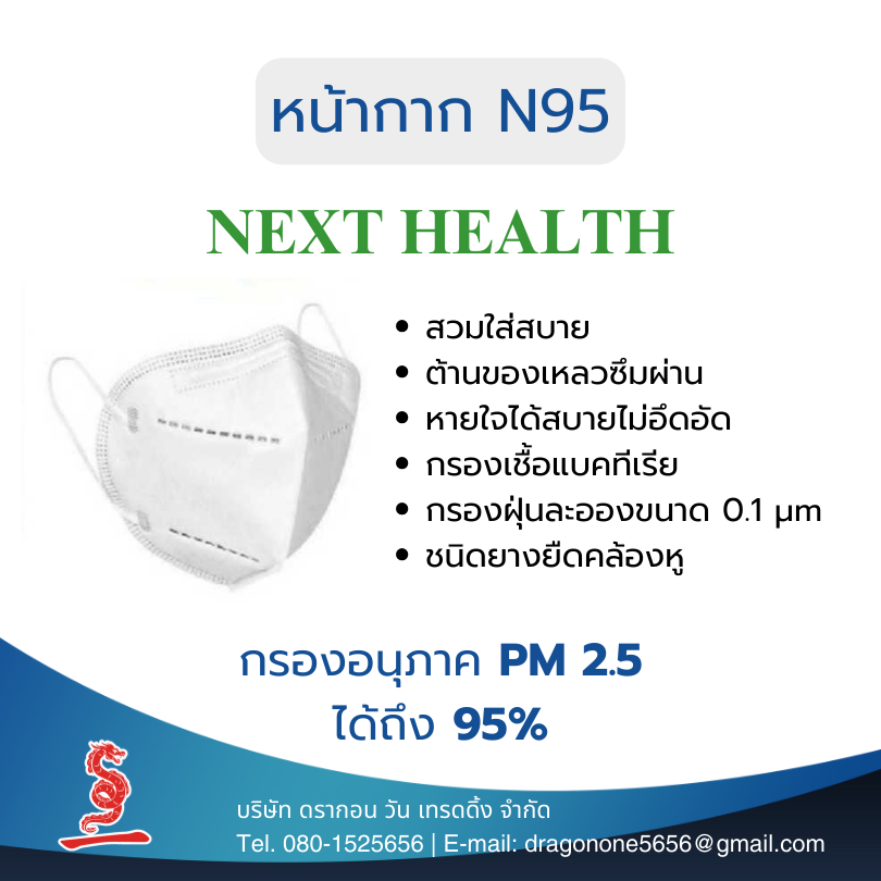 หน้ากากอนามัย N95 Next Health (30 ชิ้น/กล่อง)