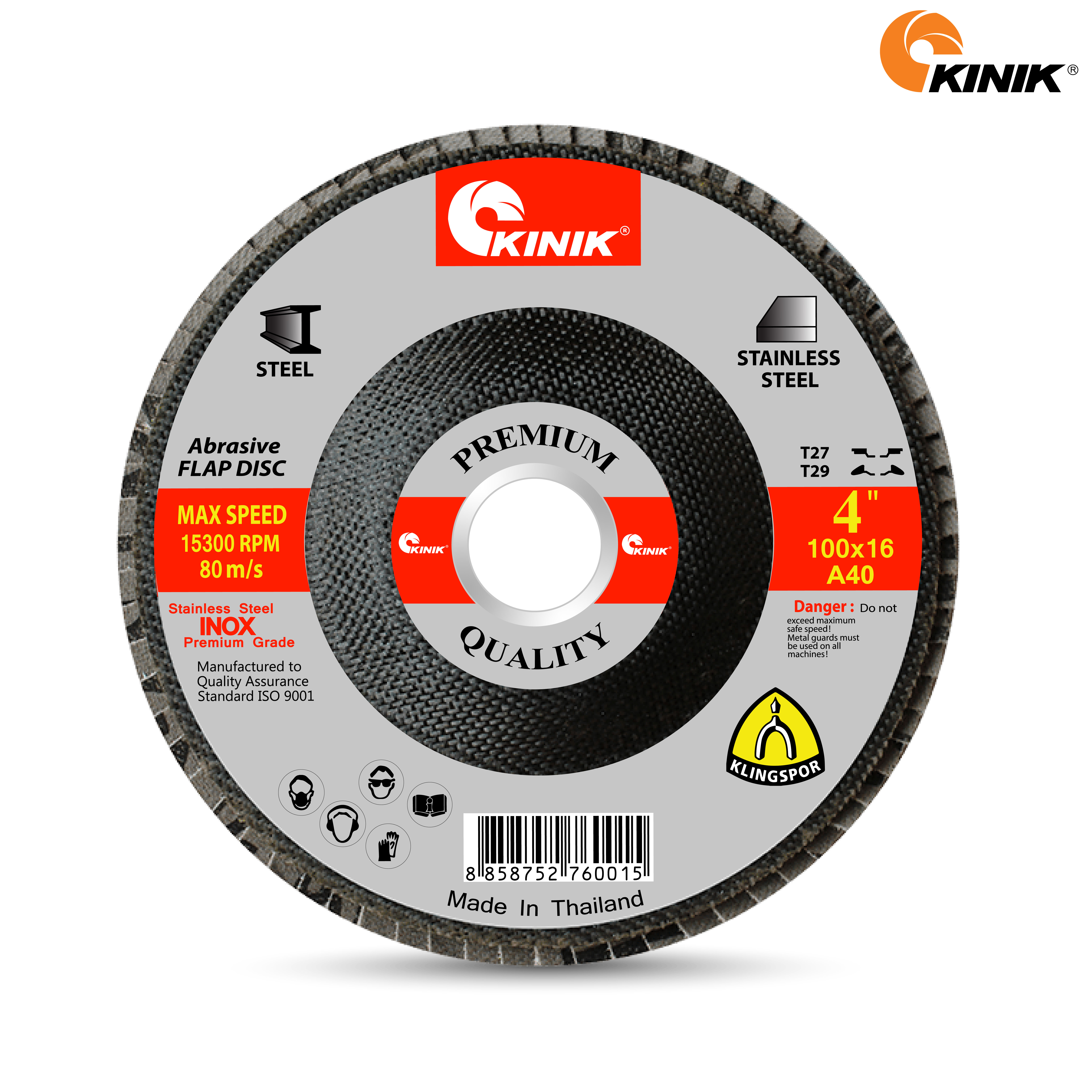 จานทรายหลังแข็ง(310) KINIK A40 100x16 mm.