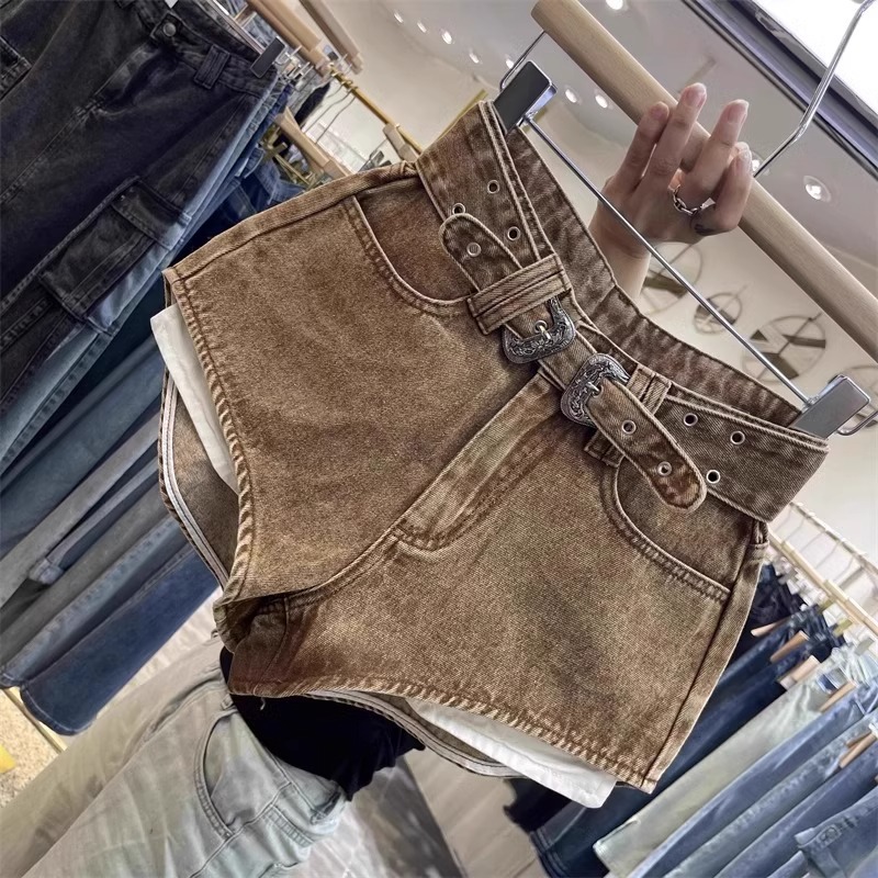 กางเกงขาสั้น คาวบอย ทรงเอวสูง KT6101 พร้อมส่งในไทย