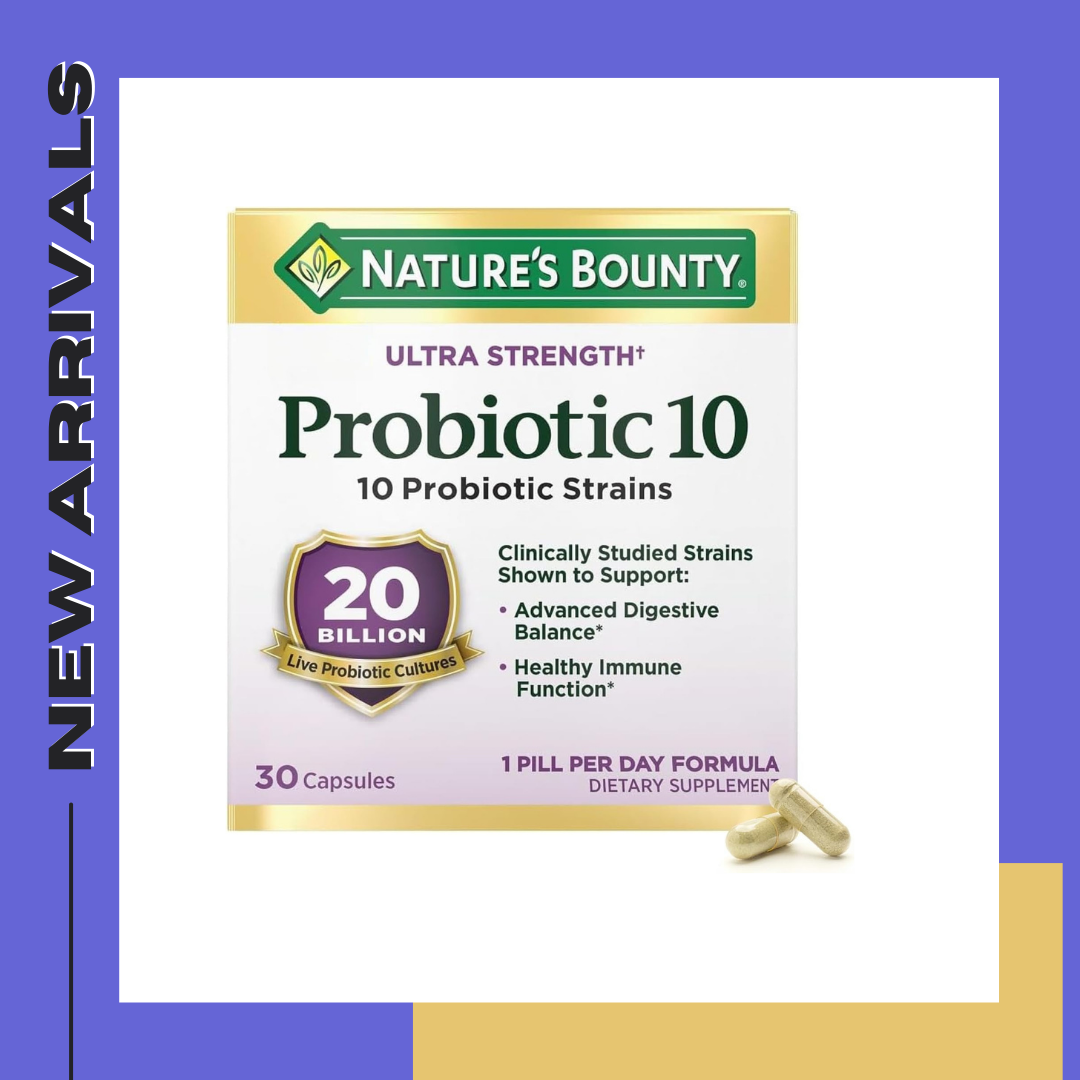 โพรไบโอติก 10ล้านตัว 30แคปซูล Nature's Bounty Ultra Strength Probiotic 10, Support for Digestive, Immune and Upper Respiratory Health, 30 Capsules