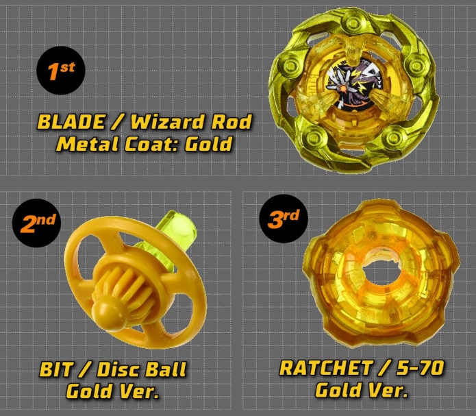Beyblade X UX-00 : WizardRod 5-60DB (Metal Coat: Gold) G3 Tournament 1st Prize ตัวพิเศษ ชนะจากงานแข่งถึงได้เท่านั้น