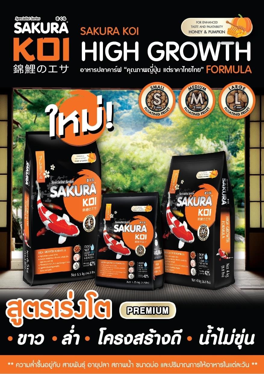 SAKURA KOI High Growth Formula 1.25 kg.(อาหารปลาคาร์พสูตรเร่งโต เร่งล่ำ อย่างรวดเร็ว เสริมโครงสร้างให้สมส่วน)