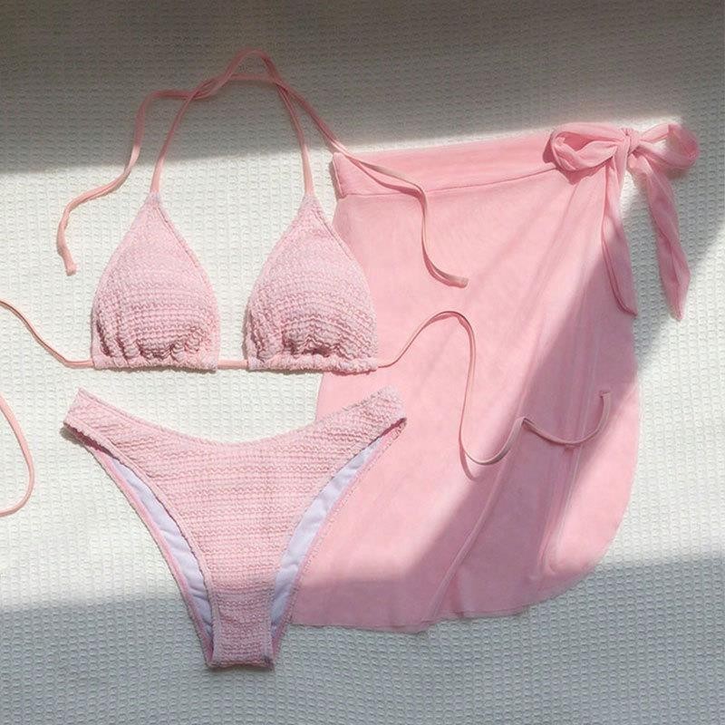 บิกินี่ ชุดว่ายนํ้า 3 ชิ้น ชุดว่ายน้ำ บิกินี่ชุดว่ายน้ำผู้หญิง แก้