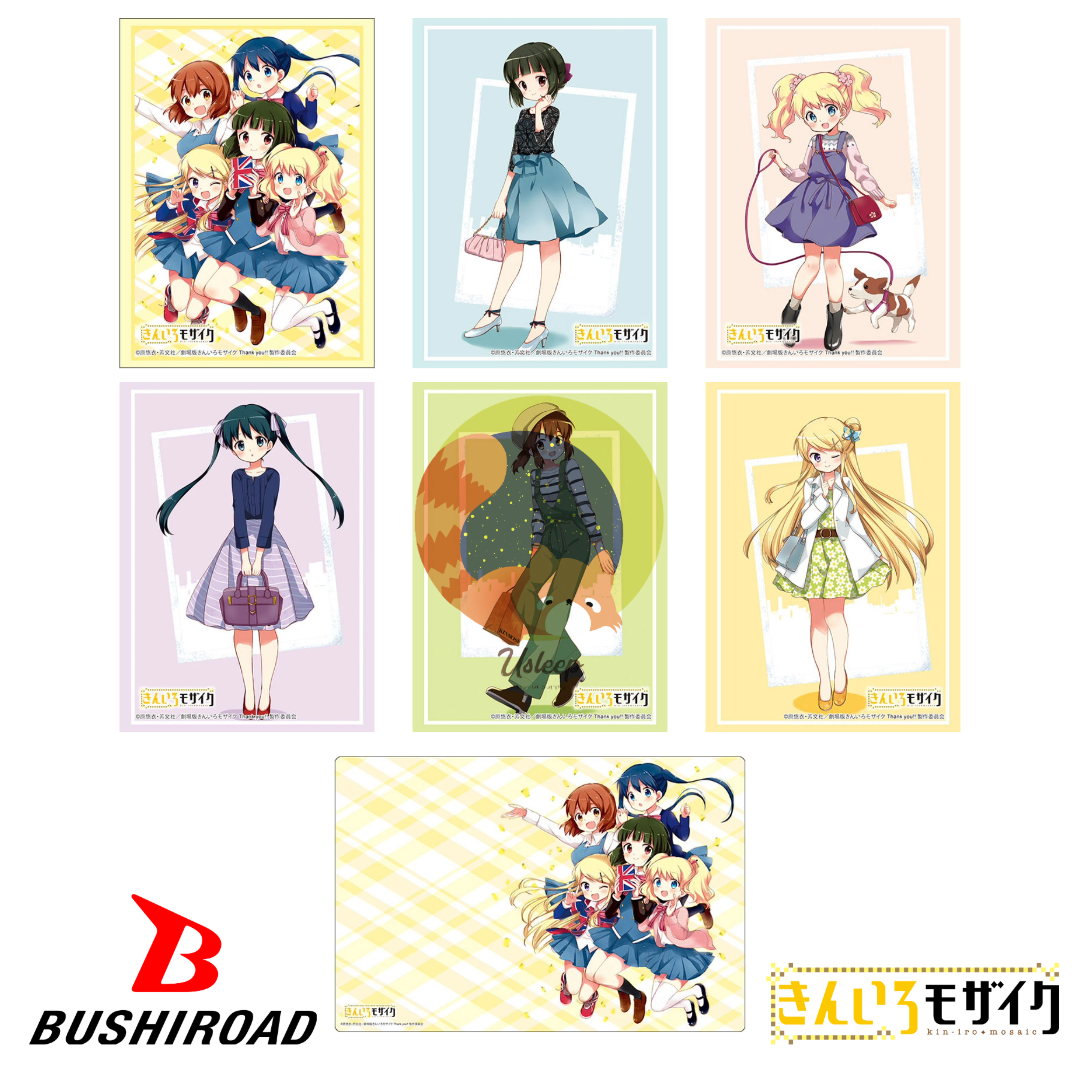 [PRE-ORDER] Bushiroad Sleeve & Rubber Mat V2 Kiniro Mosaic: Shinobu Omiya, Alice Cartelet, Aya Komichi, Yoko Inokuma, Karen Kujo