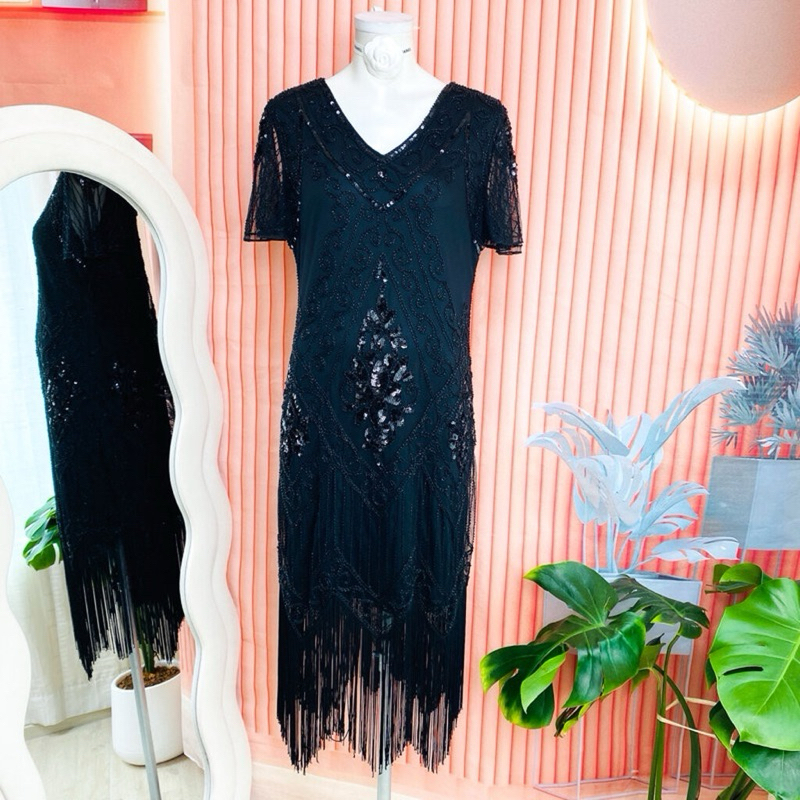 ไซด์ M/L/XXL แบรนด์ BABEYOND แท้ 100%🌸เดรส แกสบี้ งานเกล็ดวิบวับ ชุดแกสบี้ สีดำสนิท ใส่ออกงาน เดรสออกงาน ชุดปาร์ตี้(82)
