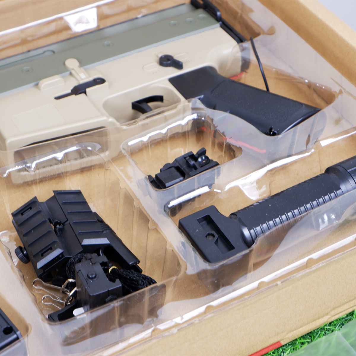 (30)SCAR สีทราย ตัวท็อป 220FPS ปืนเจลไฟฟ้า ของเล่นยิงรัวได้ Semi Auto ได้