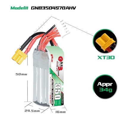 แบต GNB 4เซล 300-1200mah HV XT30 XT60 XT90 แบตสำหรับ RC รถ เรือ เครื่องบิน โดรน หุ่นยนต์ มีให้เลือกหลายขนาดความจุ
