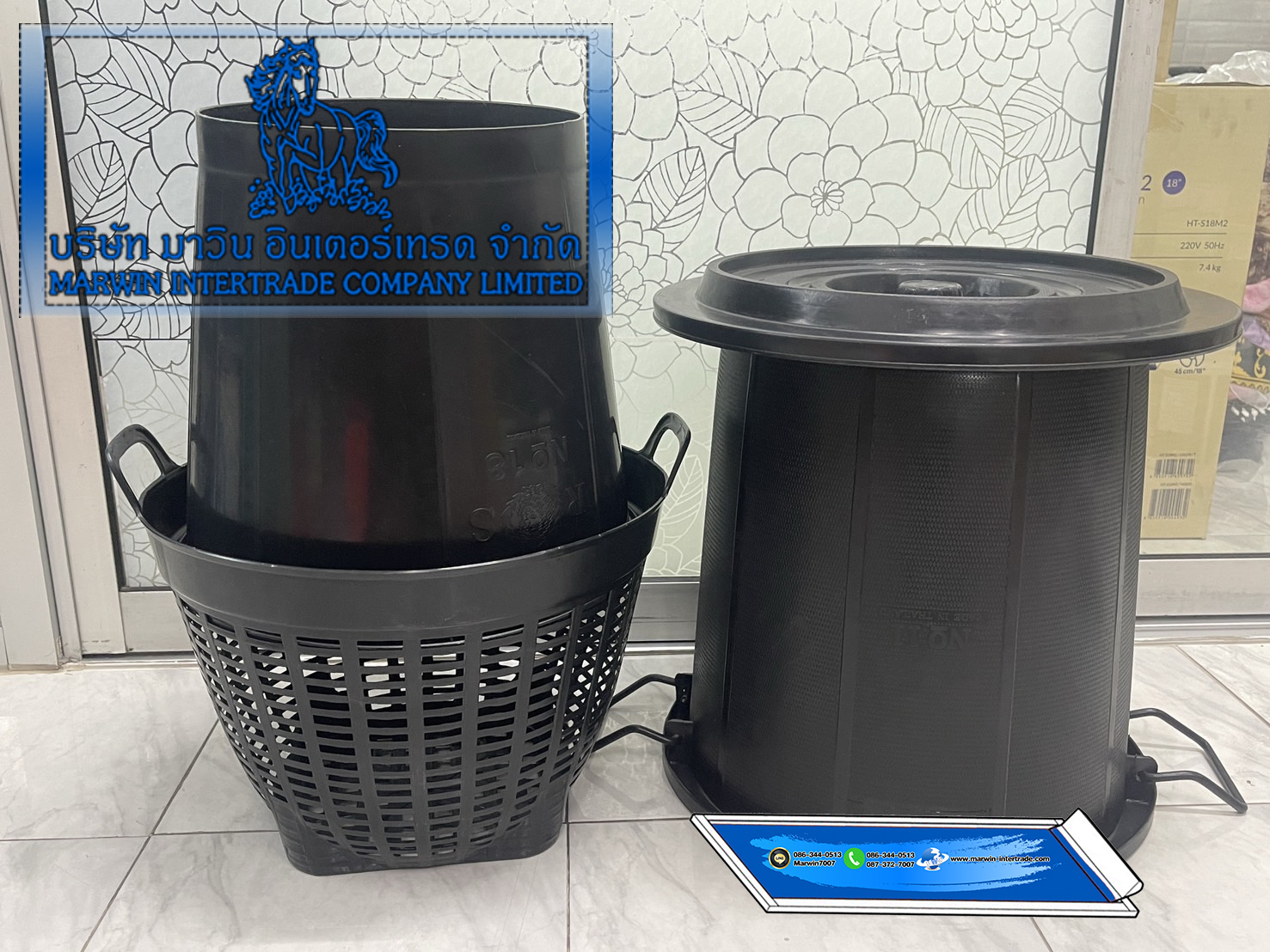 ถังขยะอินทรีย์ ถังขยะเปียกใส่เศษอาหาร ถังตัดก้น ถังโคน สีดำ และสีอื่นๆ พร้อมฝาปิด มีก๊อก