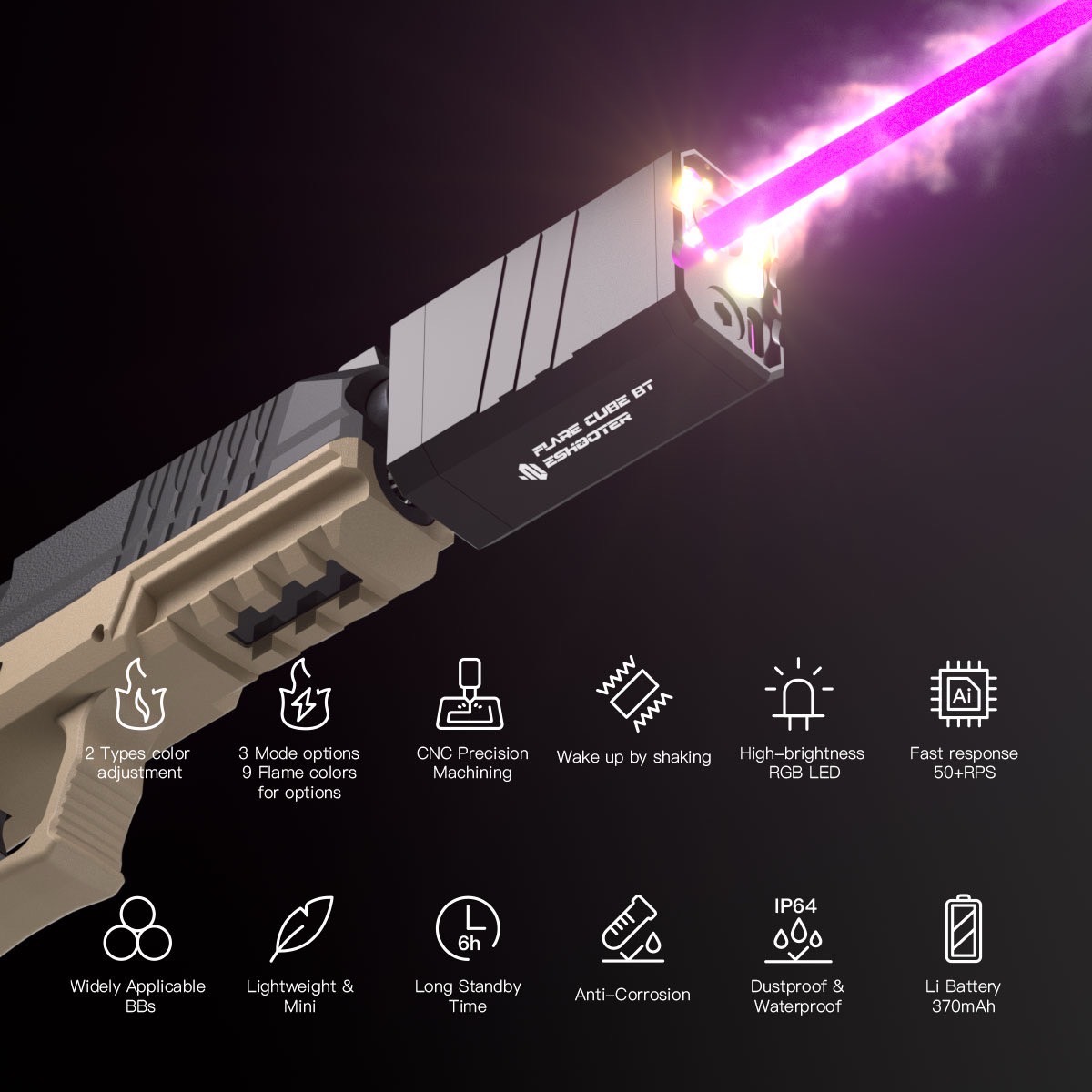 Tracer flare Cube BT tracer v801 สำหรับปืนสั้น Glock