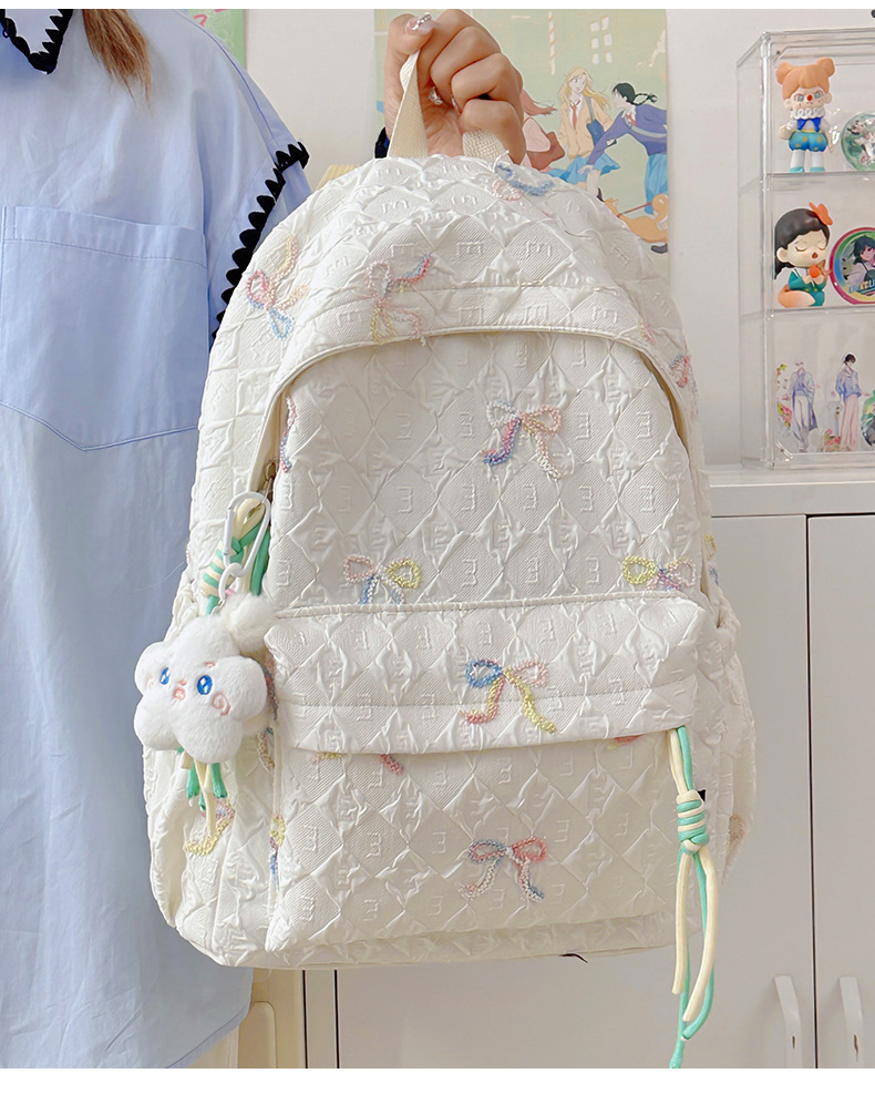 กระเป๋าเป้ ปักโบว์ แถมพวงกุญแจดาว รหัส Bag008