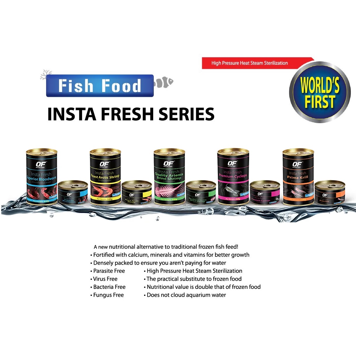 OF Insta Fresh Cyclops 100 g.(ไซคลอปสดบรรจุกระป๋อง โปรตีนสูง 59% ใช้เลี้ยงลูกปลา ปลาขนาดเล็ก ปลาทะเล ก้นตู้ โตไว เร่งสี)