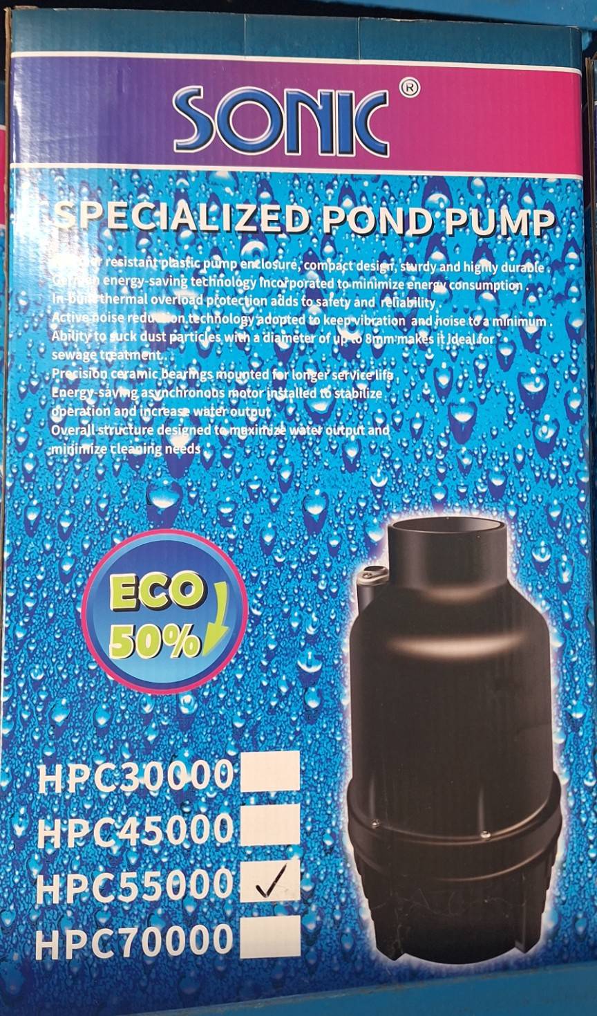 SONIC HPC-30000, SONIC HPC-55000 (รุ่นประหยัดไฟ หมุนเวียนน้ำในระบบกรองสำหรับบ่อขนาดใหญ่)