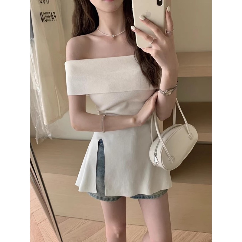 เสื้อไหมพรม ปาดไหล่ รหัส รหัส A406