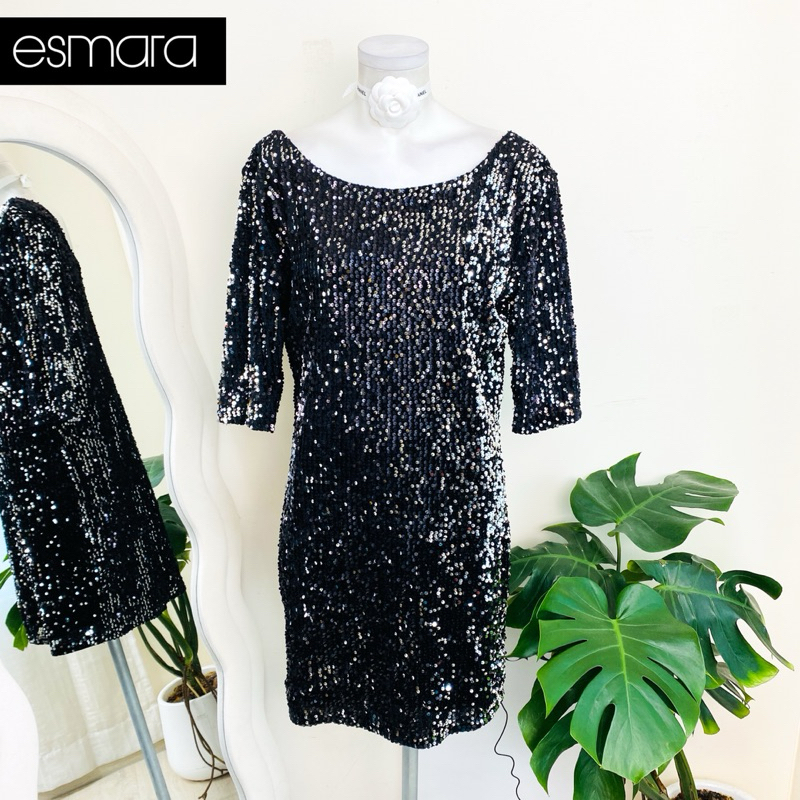 ไซด์ XL แบรนด์ esmara แท้ 100%🌸เดรส ผ้ากำมะหยี่ งานเกล็ดวิบวับ สีเงิน ใส่ออกงาน ทรงเข้ารูป เดรสออกงาน ชุดปาร์ตี้