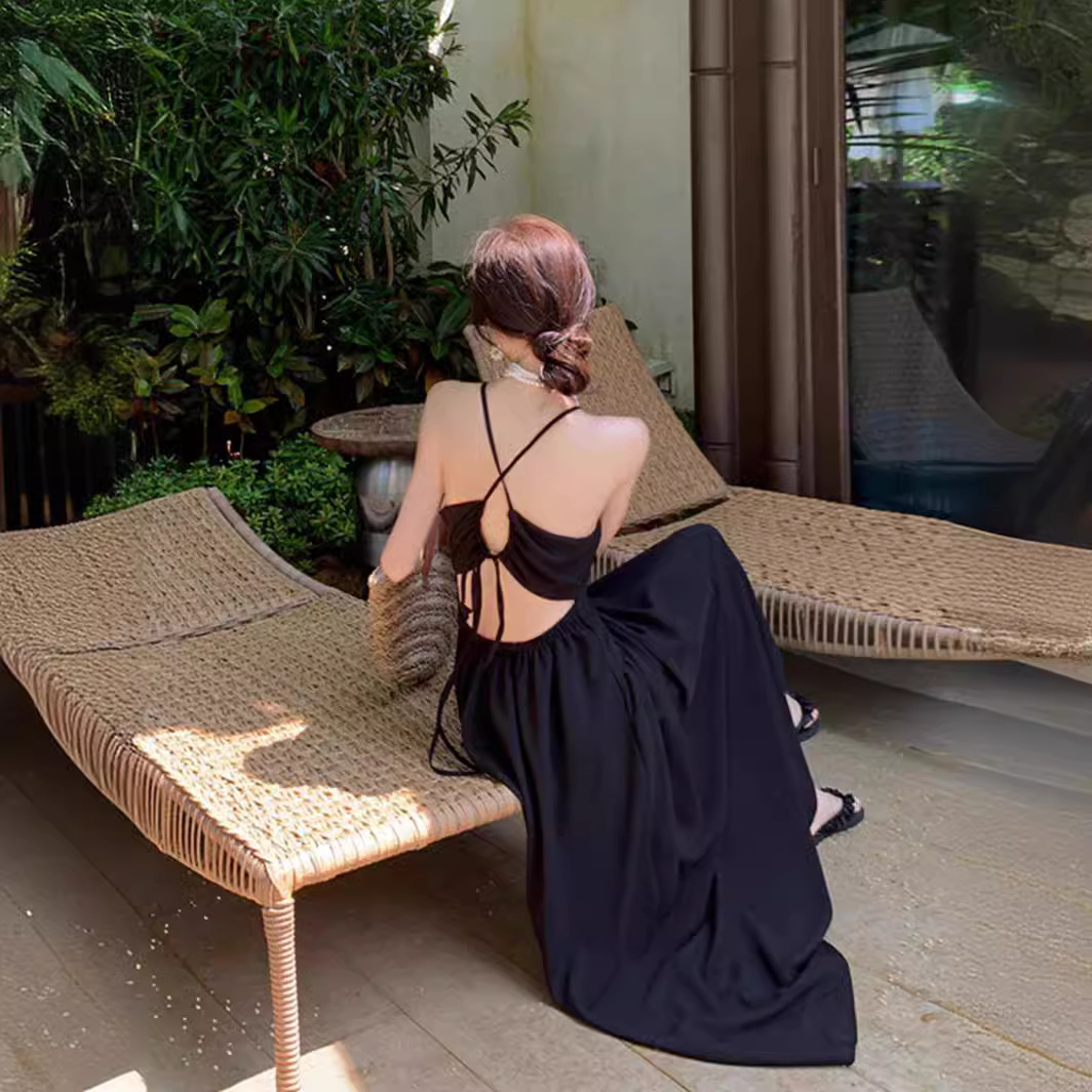 เดรสยาว โชว์หลัง พร้อมส่ง CN6826