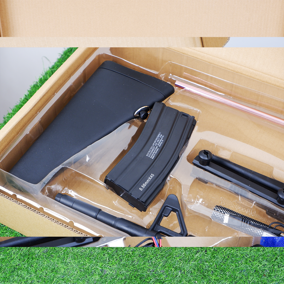 (33A1)M16A1 สีดำล้วน แรง 210FPS+ ปืนเจลไฟฟ้า ของเล่น ยิงรัวได้เท่านั้น